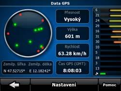 Žlutá Systém Nav N Go igo 8 je připojen k přijímači GPS a jsou k dispozici informace o poloze GPS pro 2D navigaci: Systém Nav N Go igo 8 dokáže vypočítat pouze polohu GPS ve vodorovném směru.