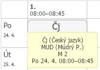 pole nemusí být vyplněno - pak se tiskne dle navázaného předmětu (rozvrh / tvorba rozvrhu / předměty) 16.