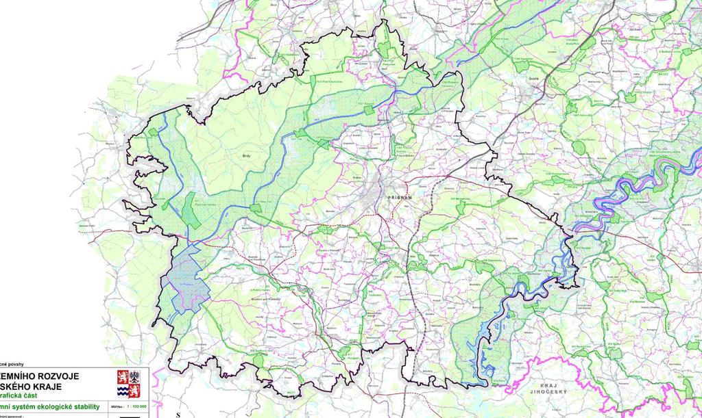 Podle ZÚR Středočeského kraje jsou na řešeném území segmenty vyšší hierarchie: Nadregionální úroveň: Nadregionální biocentra Číslo Název Způsob vymezení Výměra (ha) Vegetační typ 53 Třemšín k