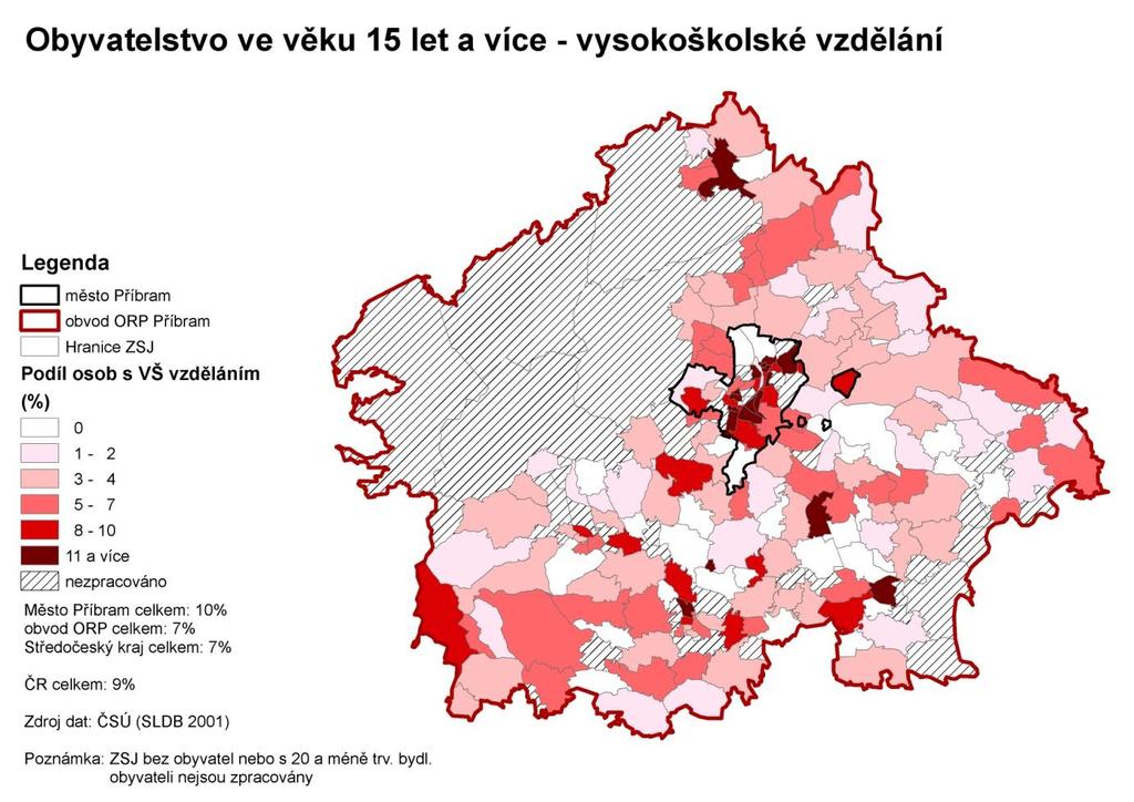 Diferenciace sociálně demografických charakteristik podle SLDB 2011 (resp.