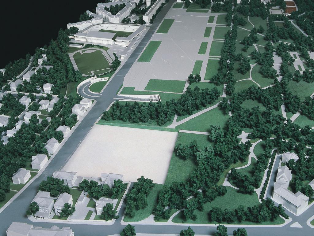 model v měřítku 1 : 500, který už zahrnuje významnou dopravní stavbu tunel pod Letnou a