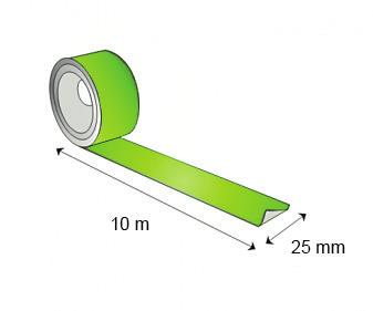 Fotoluminiscenční páska 10 m x 25 mm Svítivá páska s novou technologií, která zajišťuje překvapivě dlouhou dobu "záření" po nabití slunečním nebo i umělým světlem.