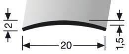 AL profily PŘECHODOVÉ / samolepící a šroubovací Přechod 20 mm, Küberit 458 U oblý (nevrtaný) Přechodový profil oblý o šířce 20 mm nevrtaný. Je vhodný zejména pro přechod podlah o stejné výšce.