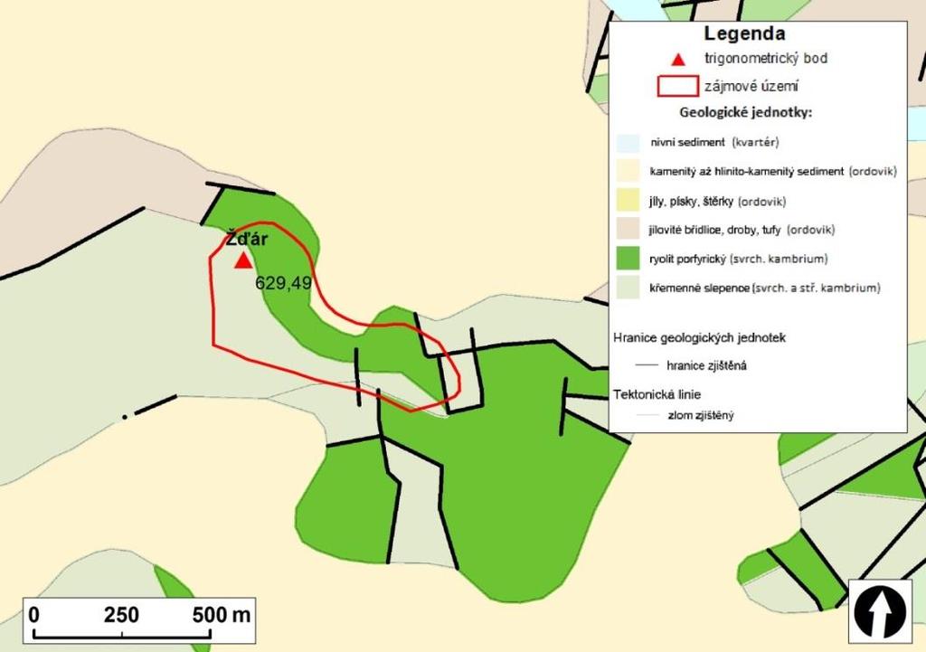 2.3.1 Stratigrafie Geologická stavba zájmové oblasti (viz obr. č. 4) převážně náleží sedimentům staršího paleozoika (kambrium a ordovik), které zde leží na proterozoickém základu.