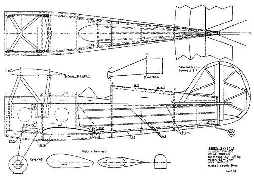 1 120 mm 750 mm 1,5 2 cm 3 Výkonný RC větroň RC V2.