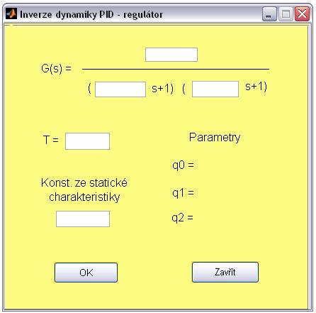 UTB ve Zlíně, Fakulta aplikované informatiky, 2008 28 3.6 Metoda požadovaného modelu (inverze dynamiky) 3.6.1 Metoda požadovaného modelu (inverze dynamiky) PID regulátor Okno pro tuto metodu obsahuje základní parametry viz 3.