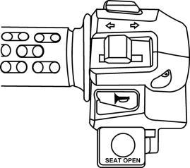 USE OF BUTTONS Světelná houkačka Přepínač potkávacích/ dálkových světel Tlačítko zastavení motoru Přepínač směrových světěl Přepínač světel/ Obrysové světlo Akustická houkačka Otvírání sedadla Spínač