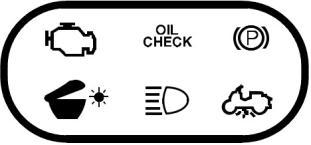 Indikátor motorového oleje EFi indikátor Indikátor úložného prostoru Indikátor parkovací brzdy Ukazatel bočního stojanu Indikátor dálkových světel EFi indicator Zobrazuje stav systému EFI.