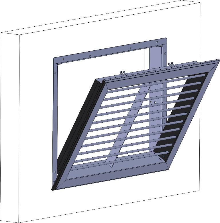 Vyústky se skrytým uchycením - montáž Součástí dodávky vyústek jsou pérové sponky (do šířky vyústky 750 mm 4 kusy, nad 750 mm 8 kusů) a těsnění.