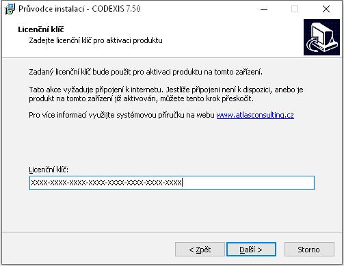 3.4 Průvodce instalací Volba cílového adresáře V dalším kroku je již vyžadován případný vstup uživatele a rozhodnutí, do jakého umístění má být produkt CODEXIS instalován.