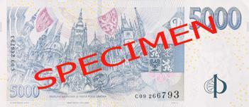 Vzor 1999 bankovky byl vydán na základě vyhlášky ČNB č. 141/1999 Sb., o vydání bankovek po 5000 Kč vzoru 1999. Je v oběhu od 8. 9. 1999. Tato bankovka se tiskne ve Státní tiskárně cenin, státní podnik, Praha.