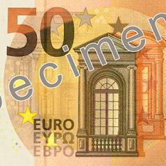 13 OCHRANNÉ PRVKY EUROBANKOVEK - SÉRIE EURÓPA 13.1 Papír Na eurobankovkách je tuhý a pevný, vyrobený z čisté bavlny bez použití příměsi, jako u českých bankovek.