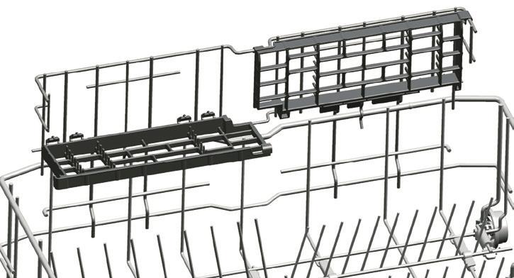 Příprava Víceúčelová / výškově nastavitelná servisní přihrádka spodního koše (podle modelu) Toto příslušenství umístěné ve spodním koši spotřebiče vám