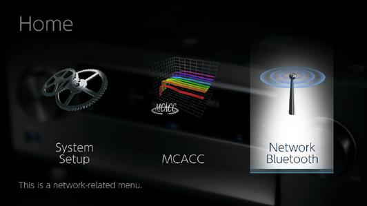 Menu Network/Bluetooth (Síť/Bluetooth) Ovládání nabídek Provedení nastavení týkající se síťových připojení a BLUETOOTH.