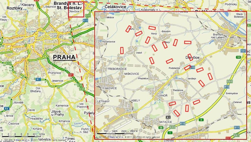 75 Obrázek II: Přibliţná poloha transektů, které slouţily pro zjištění