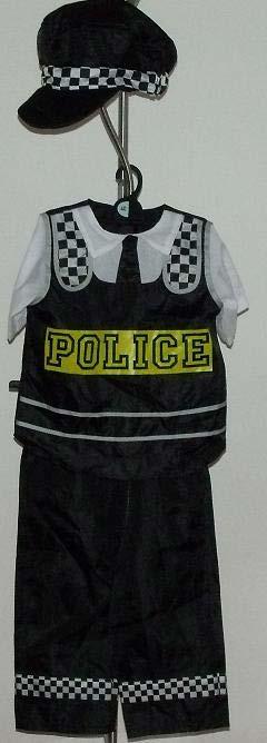 69. Kostým POLICIE 3-5 let Tričko krátký rukáv Šířka: 35 cm Délka: 44 cm Kalhoty Délka: 56 cm Délka od rozkroku dolů: 31 cm