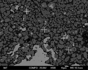 Obr. 15: Analýza nekovového materiálu ve vzorku oceli Tab. 6.