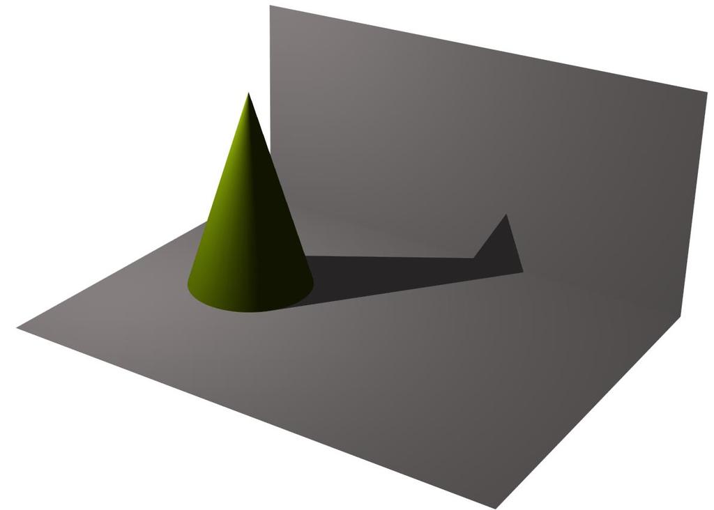S S1 Obrázek 5.5. Středové osvětlení rotačního kužele, modelováno na počítači.