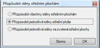 Přizpůsobení stěny krovu (rozšíření o klávesu Shift) Funkci přizpůsobit stěnu krovu najdete v levé liště (stěny) (přizpůsobit stěnu krovu) Zde je možné