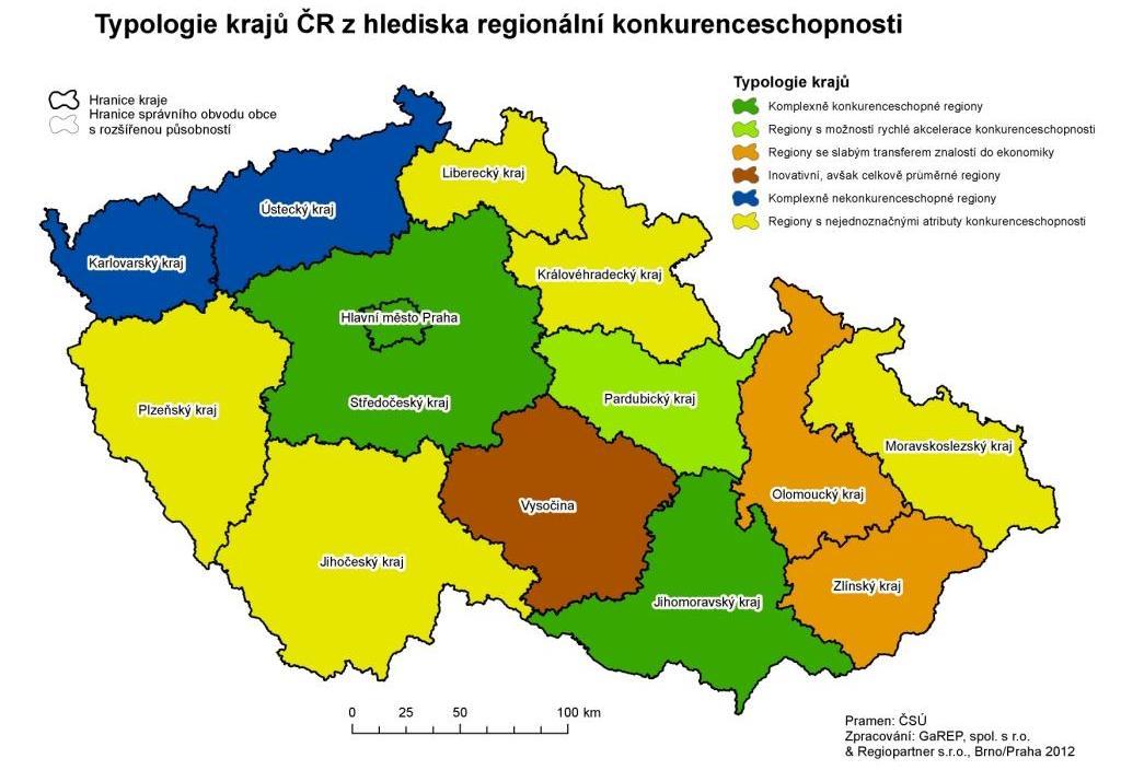 Karlovarského, Ústeckého a Libereckého kraje a středová pozice Královéhradeckého kraje.