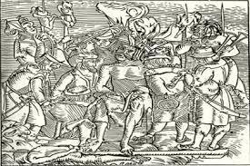 Obrázok č. 5: Poprava Gy. Dózsu r. 1514, súdobá rytina. 32 V nasledujúcom období sa čoraz viac informácií nachádza v historických opisoch. V roku 1573 sa hajdúch tancoval aj pod bratislavským hradom.