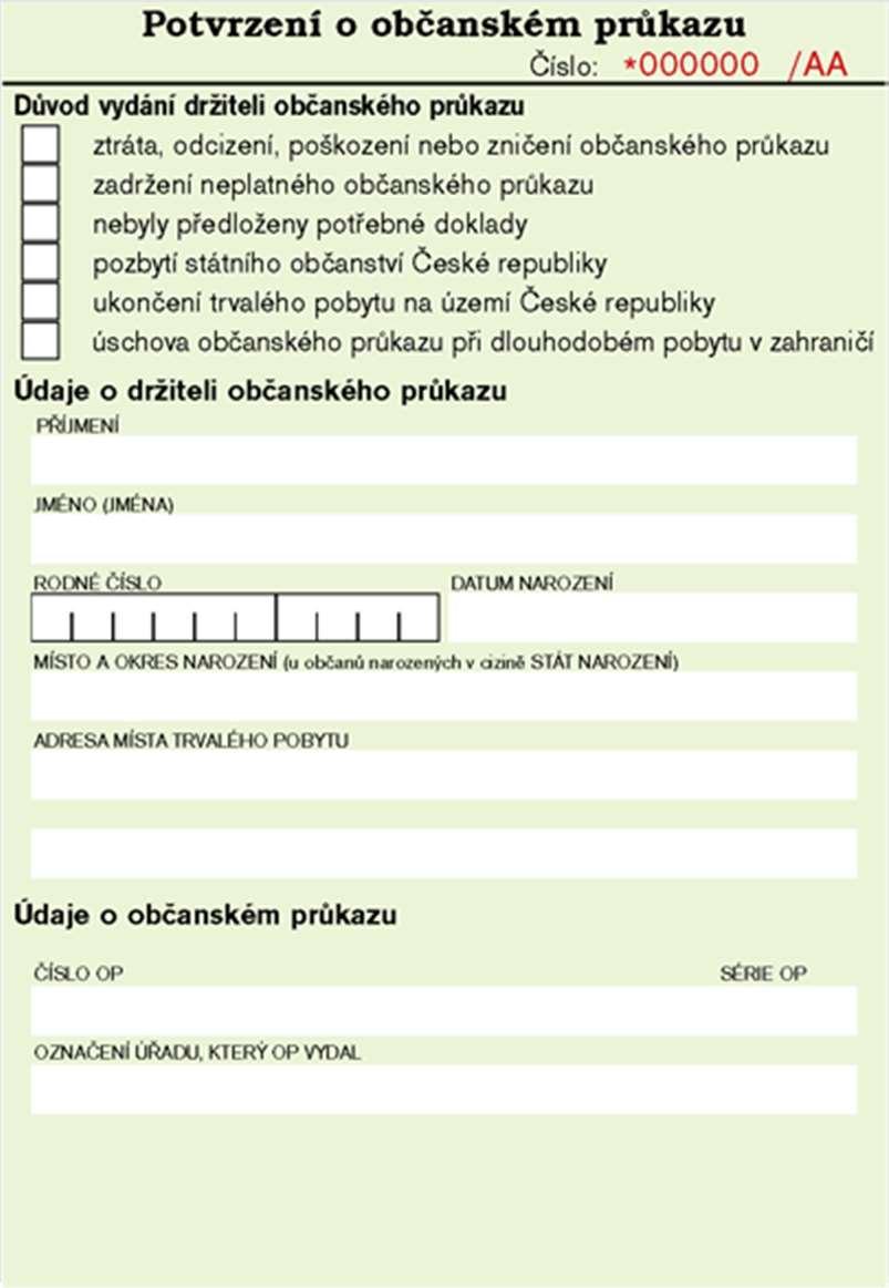Občan s potvrzením o OP