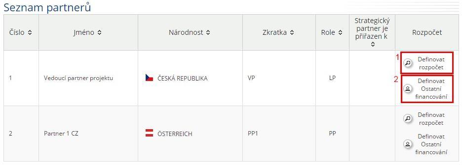 Definovat rozpočet + Paušály Aby bylo možné vyplnit údaje týkající se Paušální částky na Kancelářské a administrativní výdaje, je nutné zaškrtnout políčko Rozpočet Paušály.