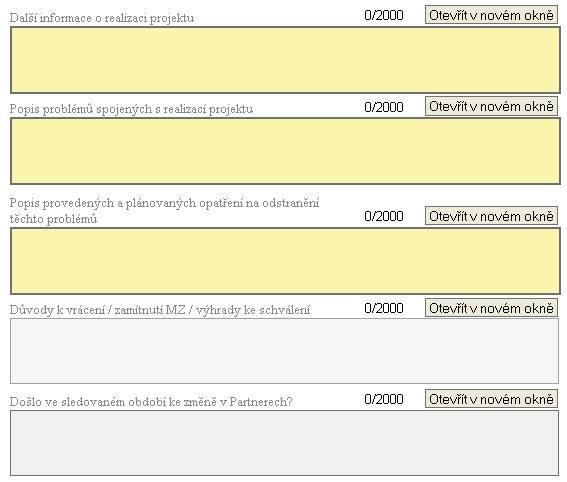 Zpracování MZ v IS Benefit (6) 2. Údaje o příjemci předvyplněno!!! V případě, ţe informace neodpovídají skutečnosti, je nezbytné kontaktovat řídící orgán.