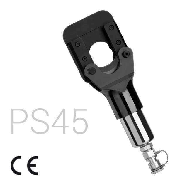 PS45 - hydraulická střihací hlava Ø45mm Určena pro střihání hliníkových, měděných a ocelových kabelů do průměru 45mm. Funkční pouze v kombinaci s hydraulickou pumpou.