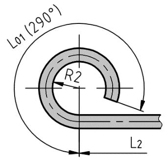 VÝROBA SOUČÁSTI 4.1 Stanovení rozvinutého tvaru závěsu Rozvinutá délka polotovaru pro tento závěs se skládá z několika úseků, konkrétně ze tří rovných a tří zaoblených viz obr. 40.