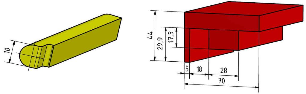 VÝROBA SOUČÁSTI Funkční rozměry střižnice s otvorem Ø 3,5 mm *:dkx*+ j 2 +M+~:K3,5+0,160 +0,13M+0,054 2 *:d3,71,tx.., kde: RED [mm] rozměr střižnice při děrování, TE [mm] výrobní tolerance střižnice.