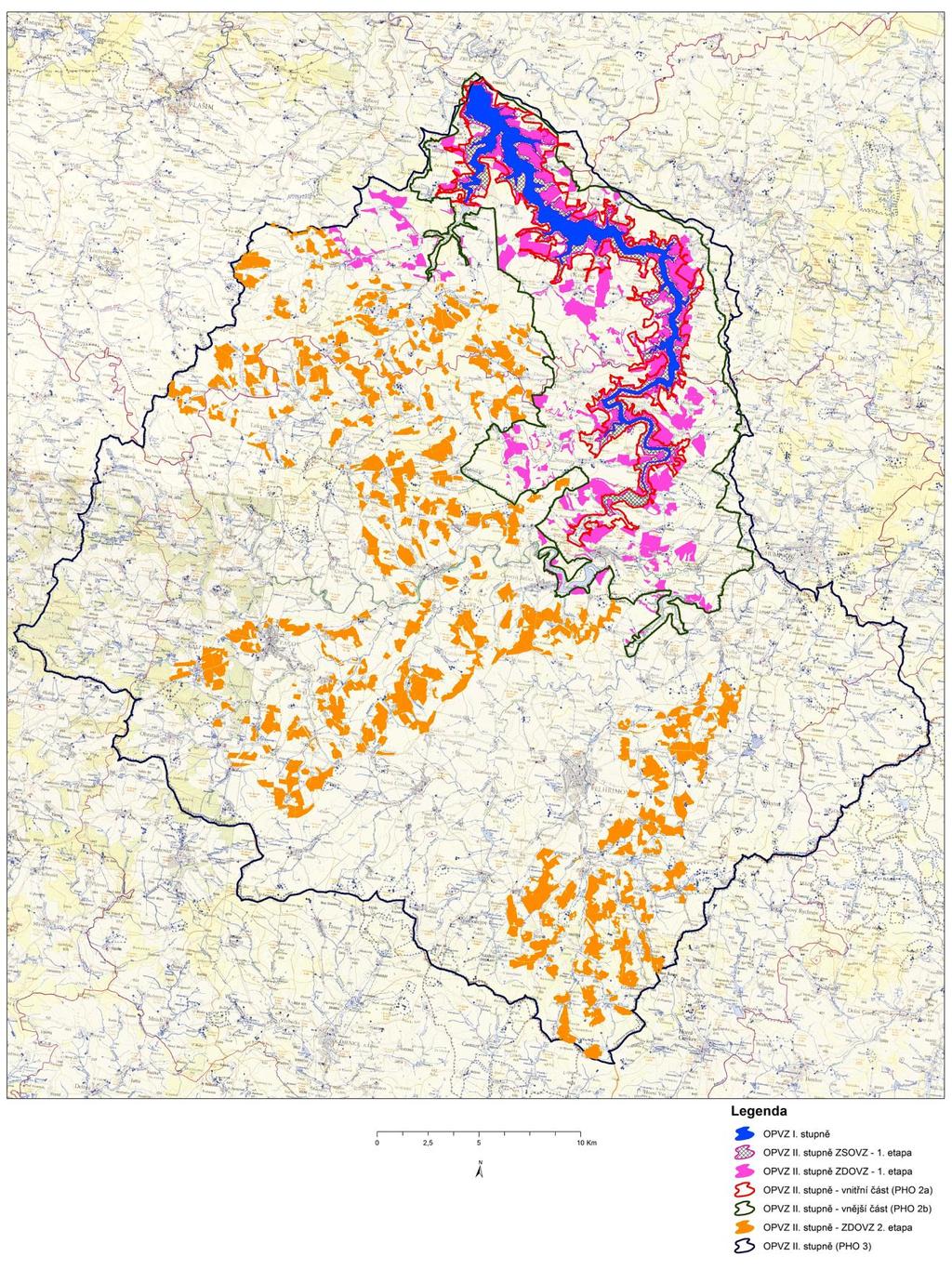Obr.2 Aktuální stav ochranných pásem vodních