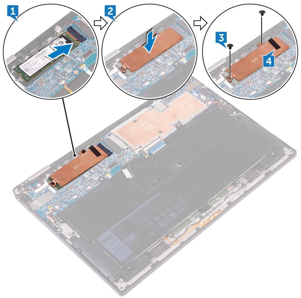 8 Montáž disku SSD UPOZORNĚNÍ: Disky SSD jsou křehké. Při manipulaci s diskem SSD buďte opatrní.