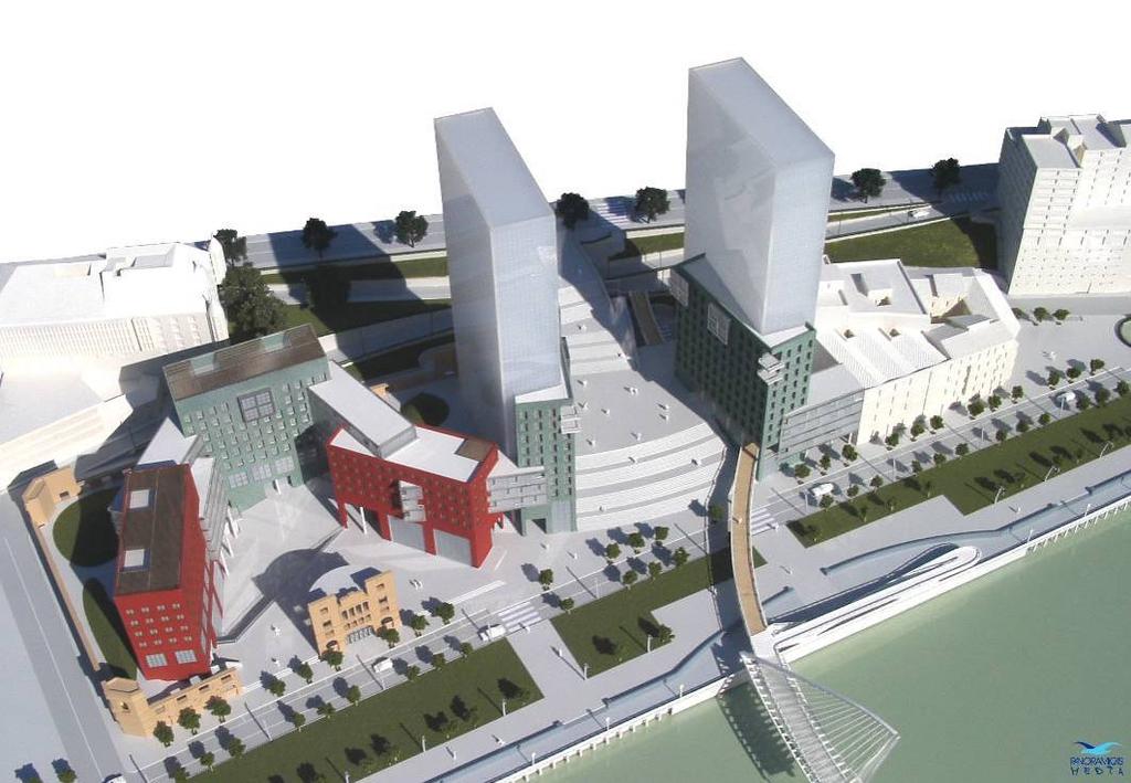 Případová studie: Isozaki Atea, Bilbao, Španělsko Isozaki Atea je smíšená výstavba v rušné části čtvrti Uribitarte poblíž Guggenheimova musea v Bilbau.