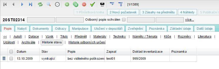 Do Dokladu inventarizace byla uložena položka pro dané inventární číslo s příslušným stavem (obr. 17). 4.