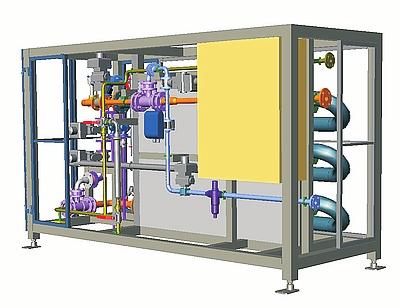 Příkladvé schéma vařáku řady TCC s velkkapacitním silem, řízením průtku vdy d slurry nádržky pmcí autmatickéh regulačníh ventilu a