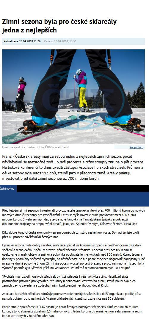 Zimní sezona byla pro české skiareály