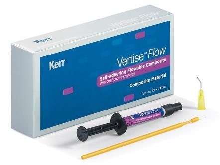 Odstíny: A1, A2, A3 a B1. 1800,- Vertise Flow 2x2g Samoadhezivní fl ow kompozitní materiál pro malé výplně třídy I. a II., liner, pečetění fi sur a opravy keramiky. Odstíny: A1, A2, A3, A3.
