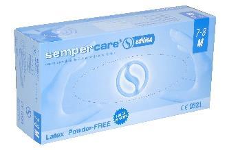 SEMPERCARE BEZ PUDRU 100KS Vyšetřovací rukavice z přírodního latexu, v provedení nepudrované, rukavice jsou pravolevé, nesteriln.