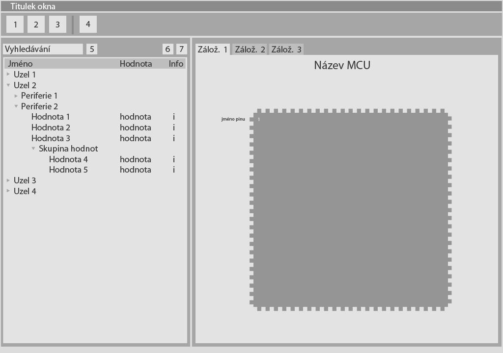 Obrázek 4.2: Návrh rozložení grafického rozhraní je pouze informativní.