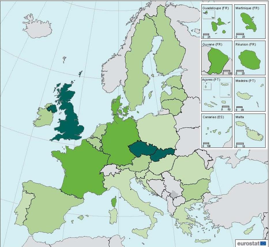 Průměrná výměra zemědělských subjektů v EU (data za rok 2013) 16,1 ha >