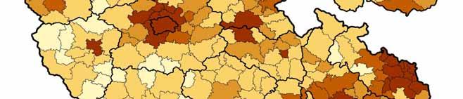 Podle hodnoty indexu rozdrobenosti se Plzeňský kraj ve srovnání s ostatními kraji řadí na šesté nejvyšší místo. Graf 2.