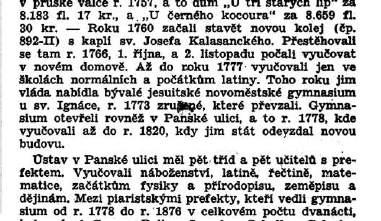 (1.: školní kaple pův. situovaná do nádvorního křidla, 2.: sakristie, 3.: konvent z let 1810 1814, čp. 856-n, 4.: zakreslená situace dnešního kostela sv. Kříže, 5.: starý konvent v Panské ul. čp. 892-11.