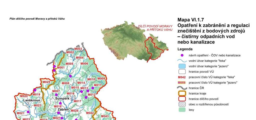 Opatření v oblasti čištění odpadních vod (výstavba či rekonstrukce ČOV a kanalizace) kapitola VI.1.