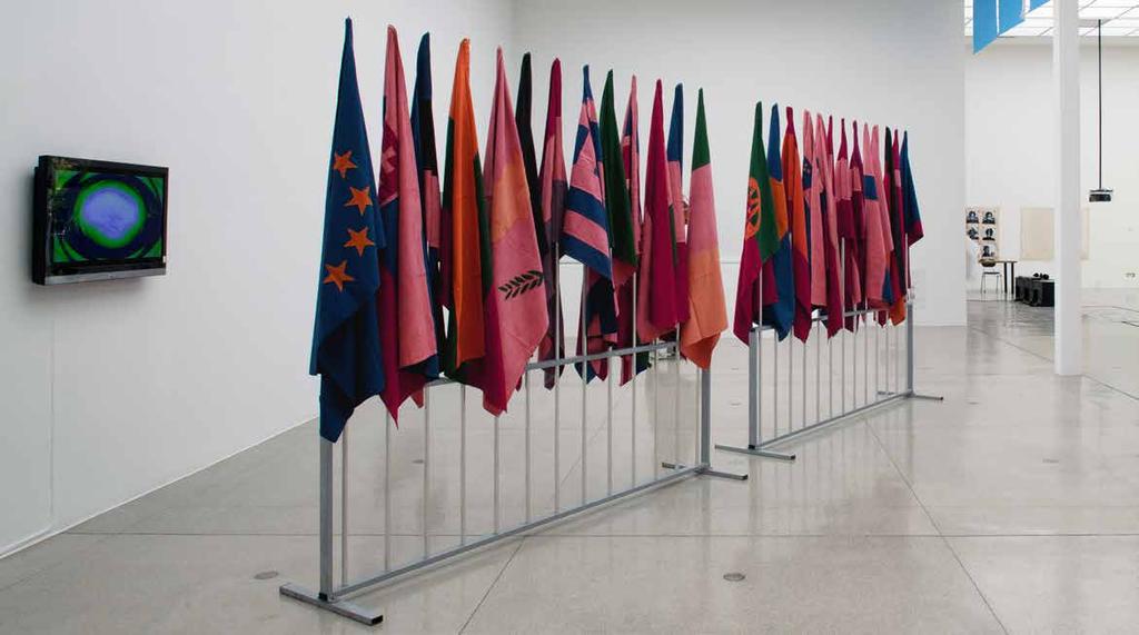 2010, Vídeň /Rakousko, Secession, Where do we go from here? WE WILL MEET AGAIN, 2006, textilní vlajky států EU, 26x 150x100 cm, 2 stojany 260x230 cm SONG OF SONGS, 2006, DVD, 2 min.