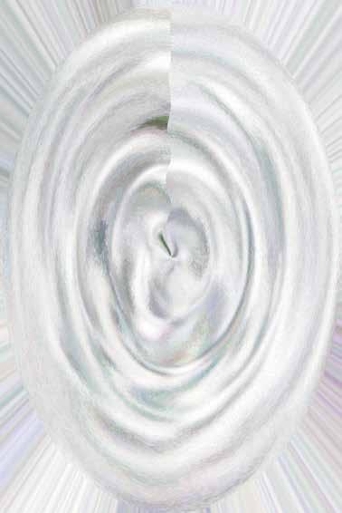 JEDEN NIKDY NESTAČÍ, 2003, digitální tisk, banner, 100 x 150 cm Série abstraktních obrazů vznikla manipulací fotografií v grafickém programu Adobe Photoshop.