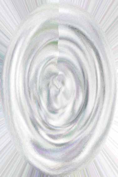 JEDEN NIKDY NESTAČÍ, 2003, digitální tisk, banner, 100 x 150 cm Série abstraktních obrazů vznikla manipulací fotografií v grafickém programu Adobe Photoshop.