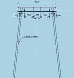 2 Monolitická deska mostovky proměnné tloušťky 250 až 390 mm je předepnuta v příčném i podélném směru.