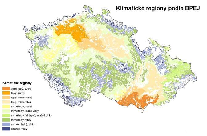 Výroční zpráva o činnosti za rok O Studie Geografický informační systém o půdě. 28. 03. 2008 Obr. 14. Vymezení klimatických regionů dle bonitovaných půdně ekologických jednotek.