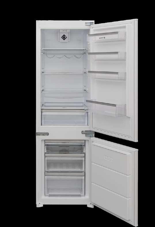 VESTAVNÁ KOMBINOVANÁ CHLADNIČKA DRP772MJ Výška otvoru pro vestavbu 178 cm Šířka 54 cm Energetická třída A+ Klimatická třída N-ST Celkový objem 243 litrů Hlučnost 41 db Možnost změny směru otevírání